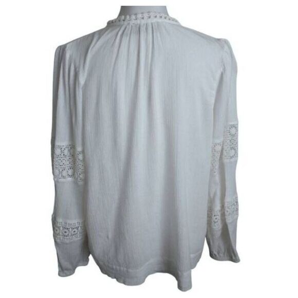 ELLA RAFAELLA WHITE EMBROIDERED PUFF LONG SLEEVE BLOUSES SZ.M EUC. - Picture 9 of 11